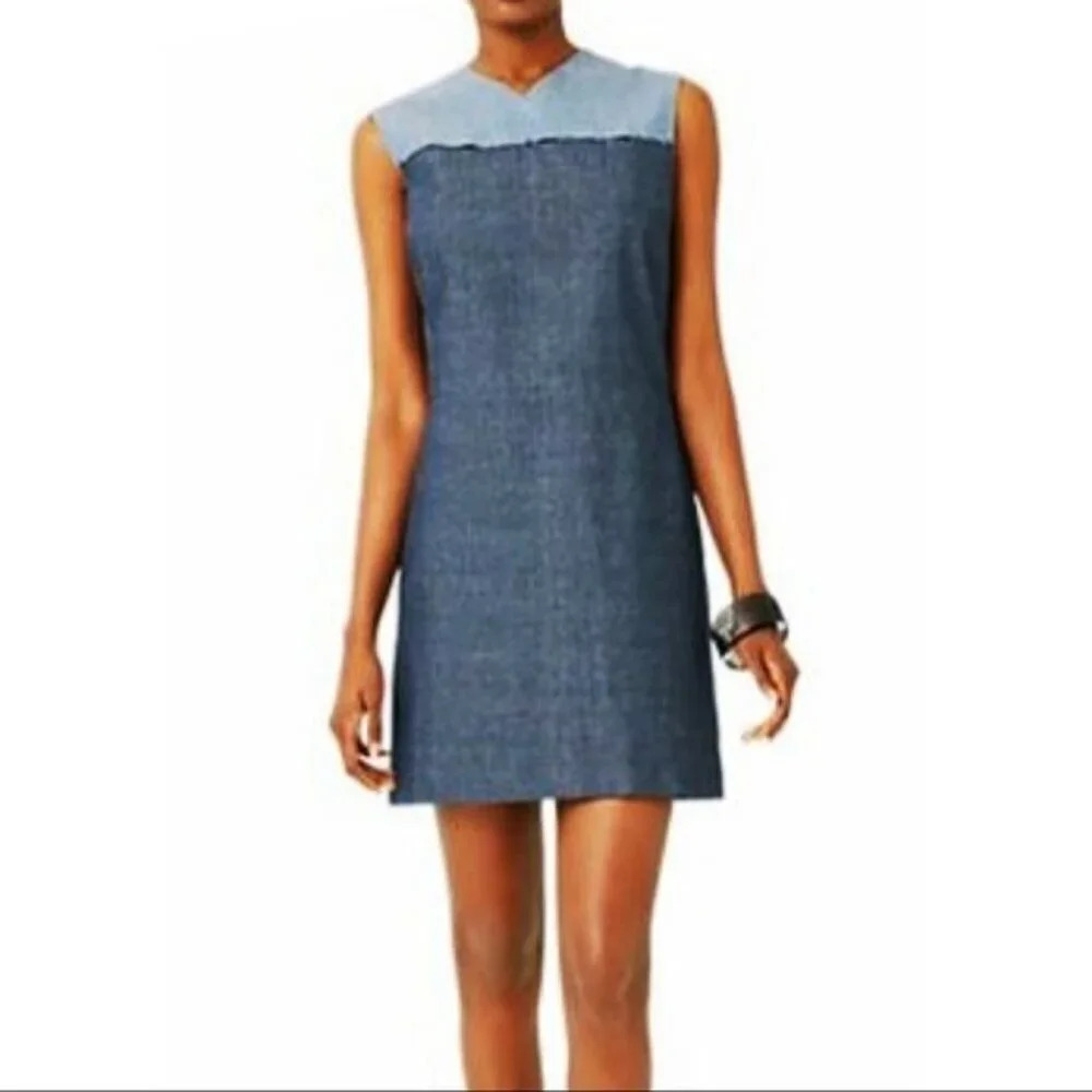 Kate Spade SATURDAY Blue Sleeveless V-Neck Saturday Dress Back Zip Size XL